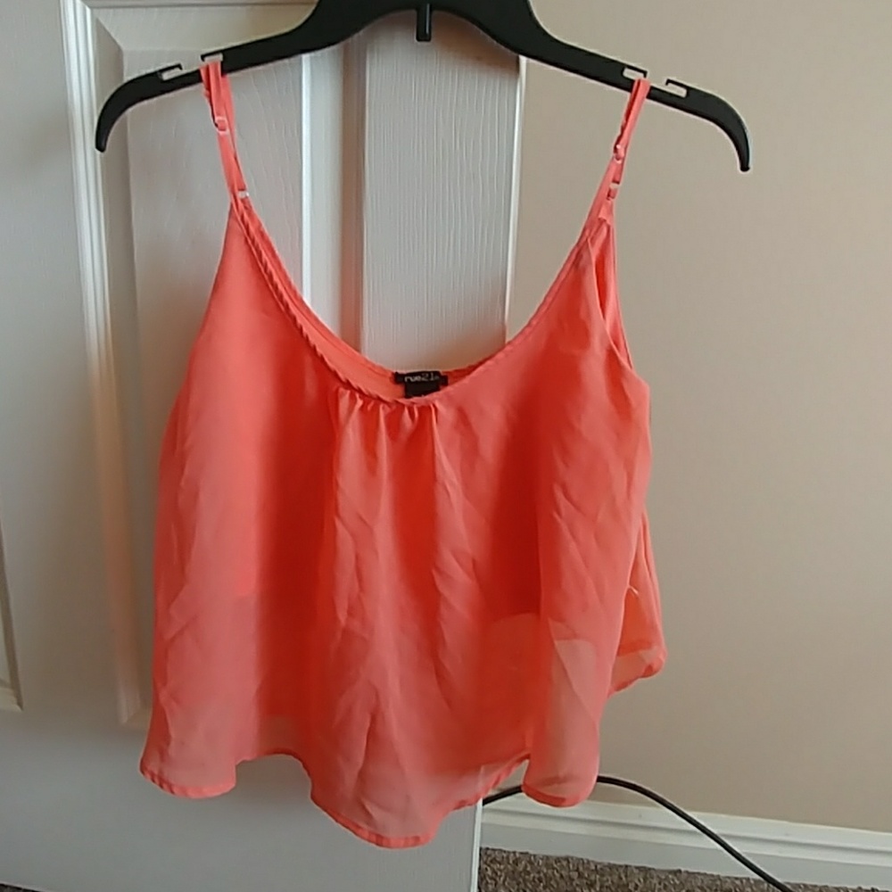 Flowy coral cropped tank top